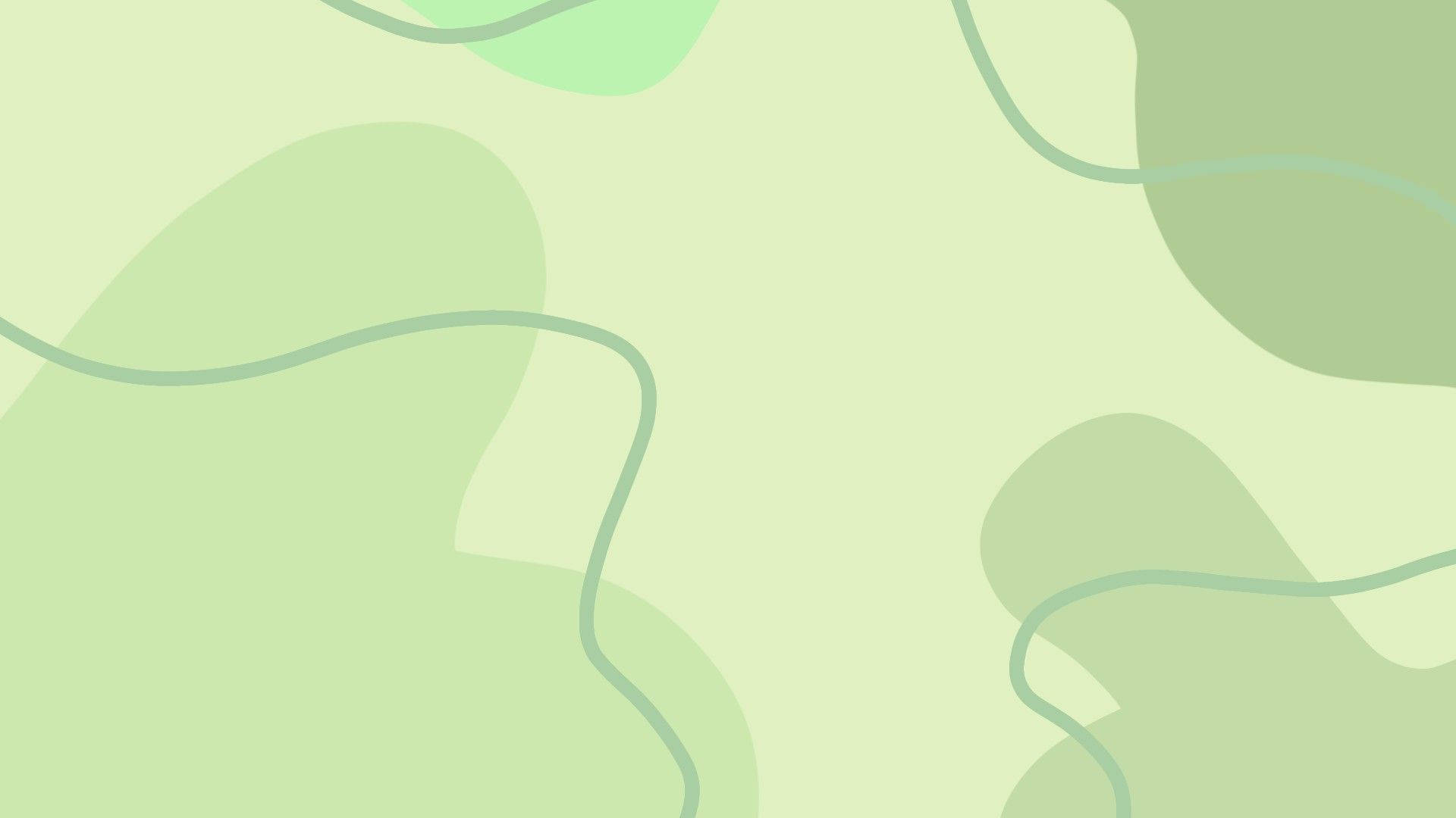 Pastel Green Aesthetic Laptop 桌布 壁紙 — 柔和的粉綠色抽象形狀搭配流動線條，營造出平靜的極簡背景。