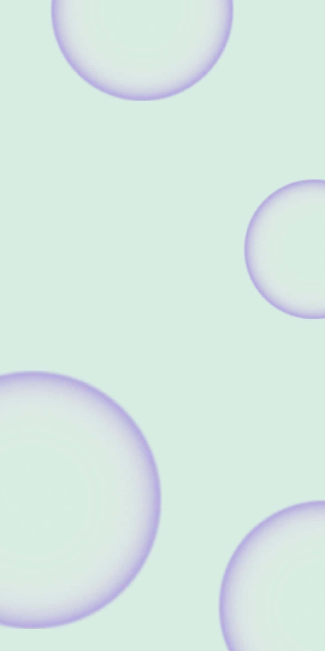 Pixel 3 桌布 壁紙 — 柔和的粉綠色背景，帶有浮動的半透明紫色圓圈，營造出平靜的抽象圖案。