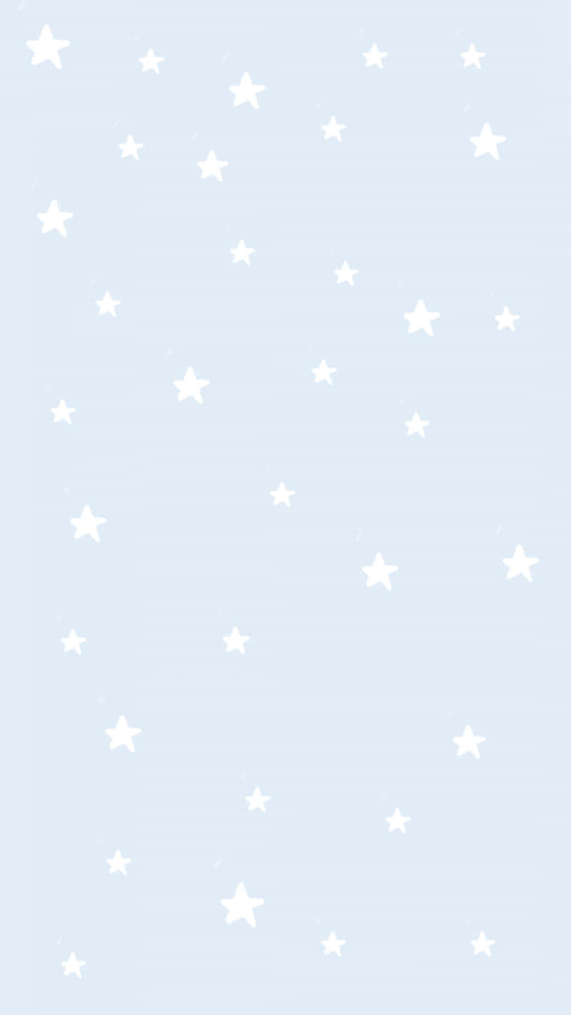 Stars 桌布 壁紙 — 柔和的粉藍色背景點綴著散落的白色星星形狀，營造出溫柔的天體圖案。