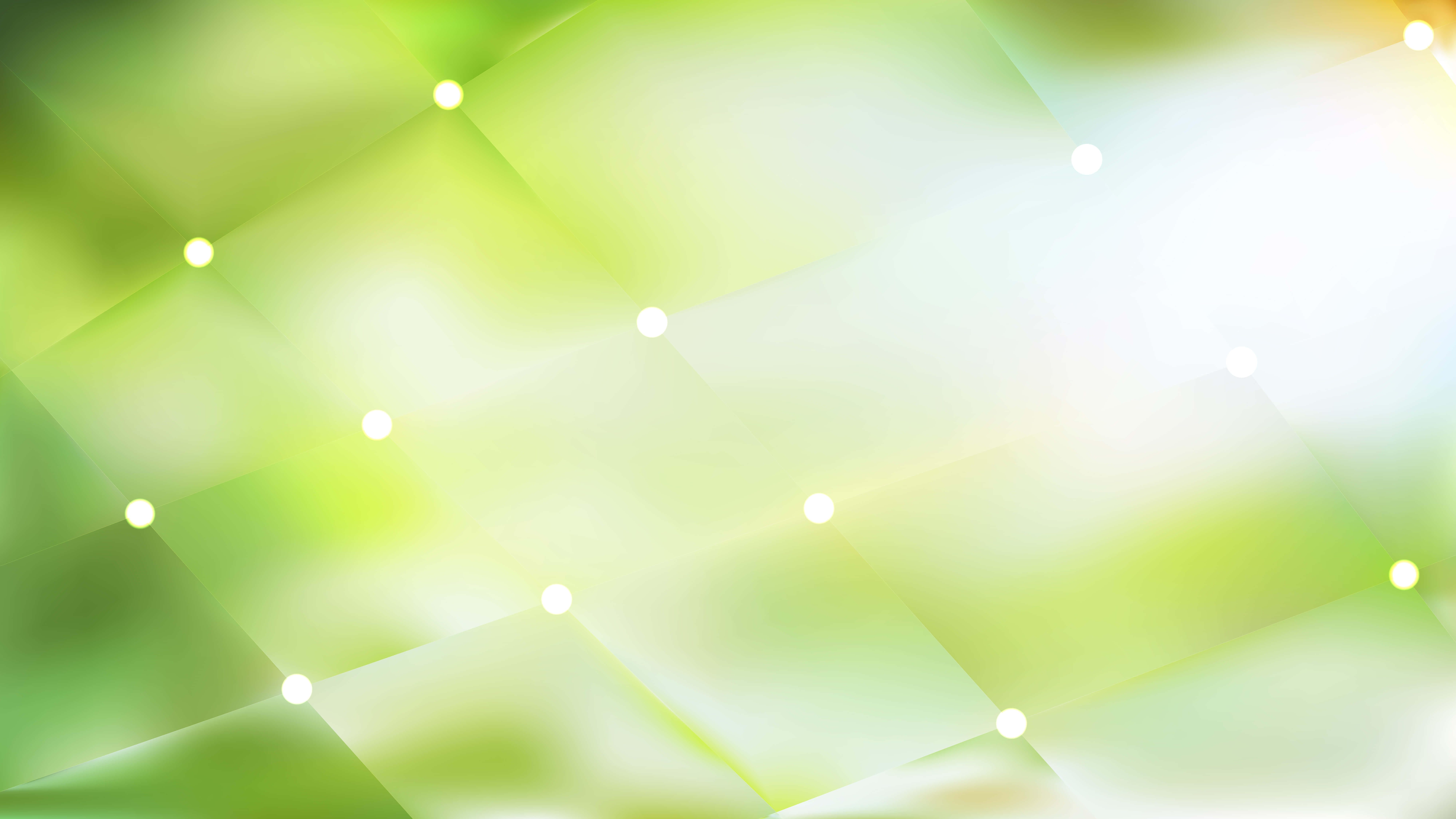 Geometric Shapes 桌布 壁紙 — 柔和的綠色和白色抽象背景，帶有以幾何圖案排列的發光圓點。