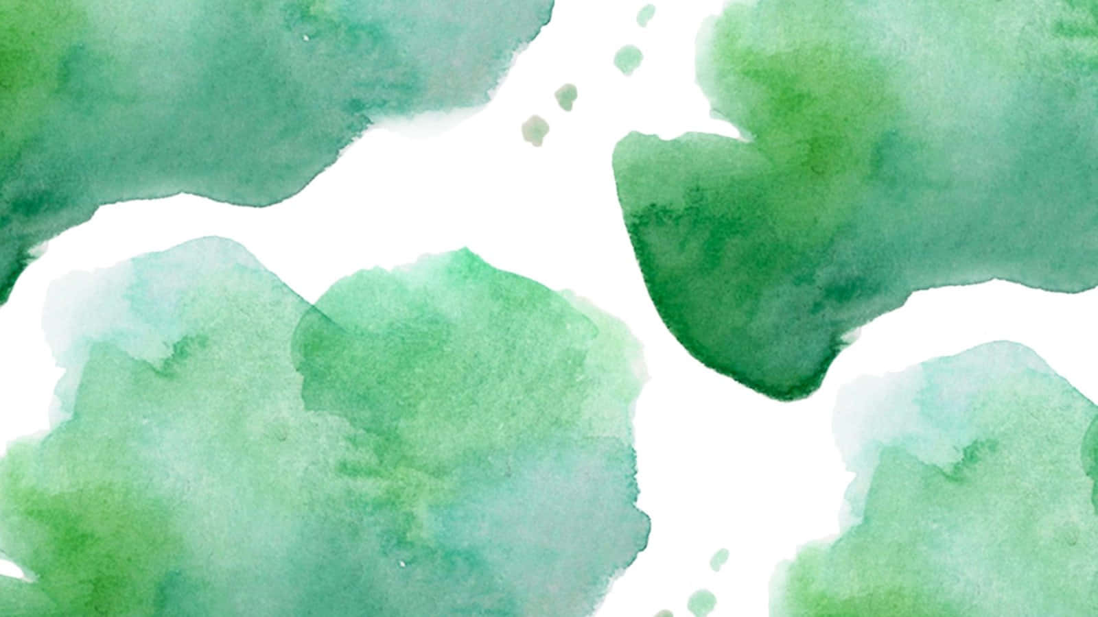 Watercolor 桌布 壁紙 — 柔和的綠色水彩斑點漂浮在明亮的白色背景上，帶有溫和的漸變和微妙的紋理。