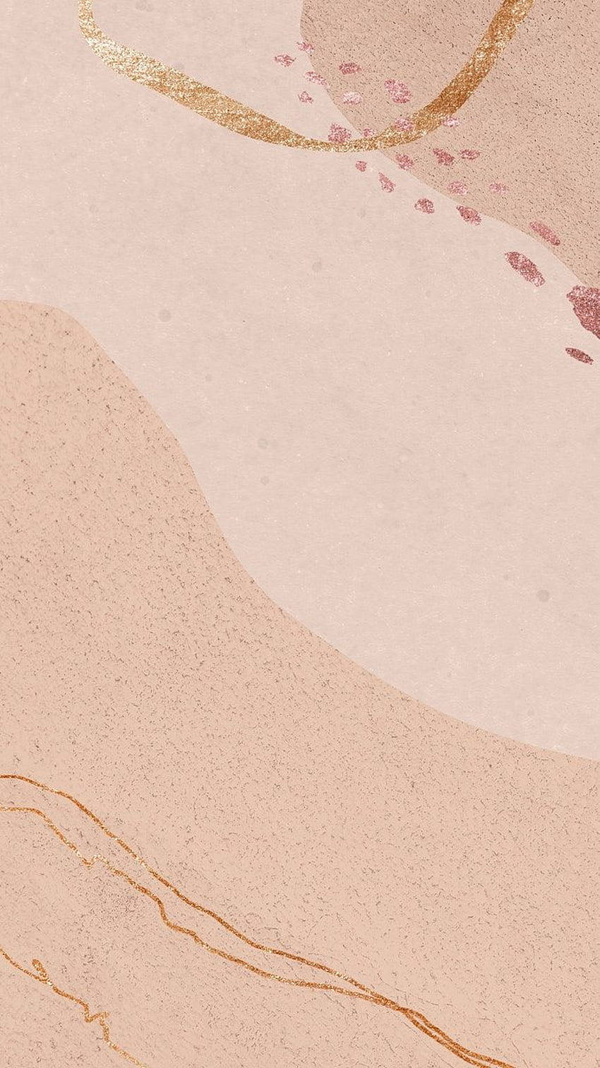 Beige Pastel 桌布 壁紙 — 柔和的腮紅色和金色抽象漩渦，在紋理紙上帶有閃亮點綴，營造出奢華簡約的美感。