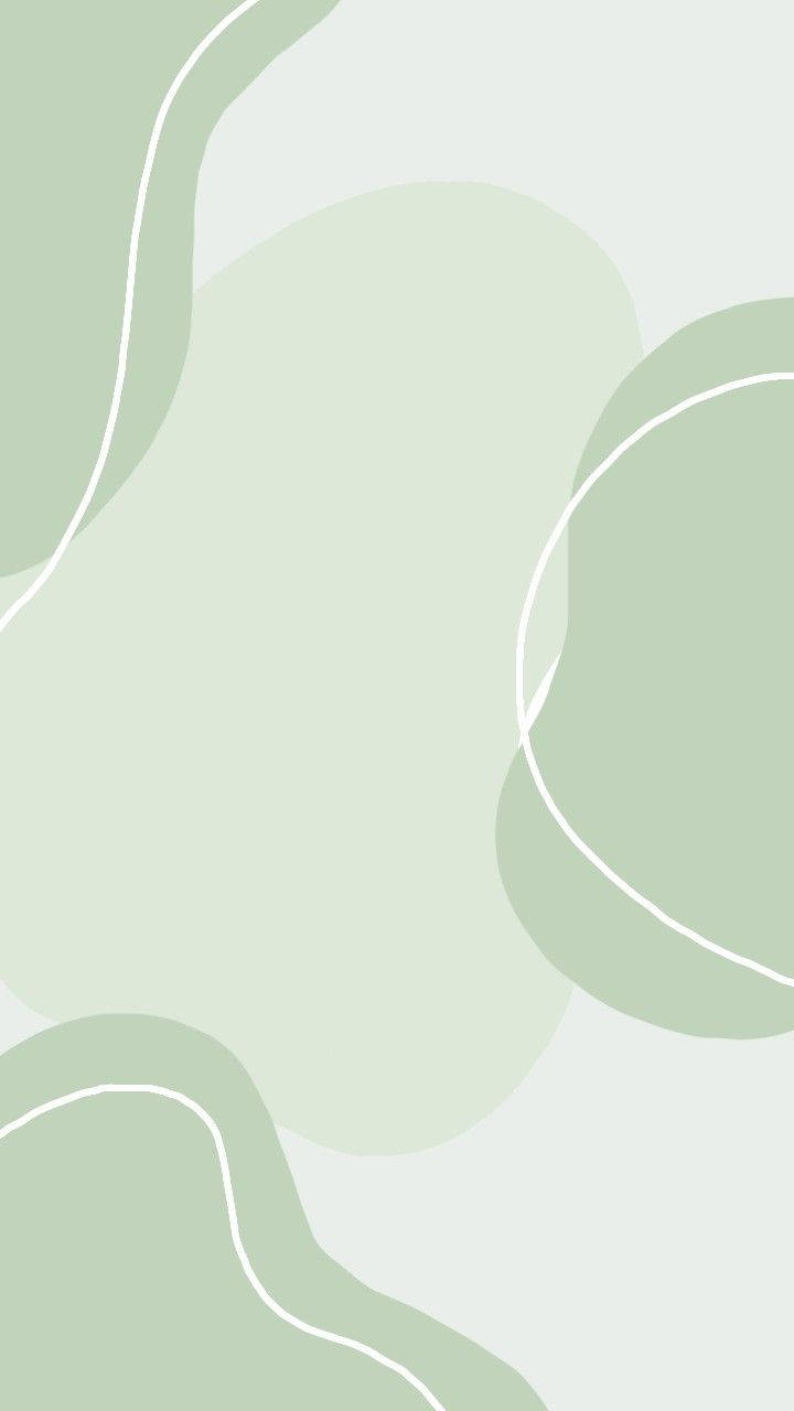 Blob 桌布 壁紙 — 柔和的薄荷綠色抽象形狀，帶有白色輪廓，在淡色背景上輕輕漂浮。