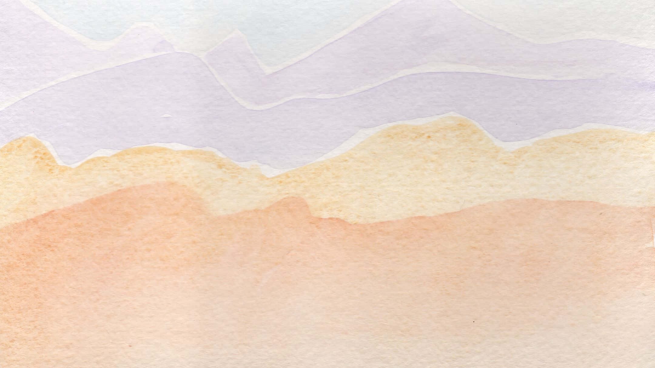 Pastel Vintage 桌布 壁紙 — 柔和的薰衣草、蜜桃和奶油色水彩洗滌，在紋理紙背景上營造出溫柔的抽象山脈輪廓。
