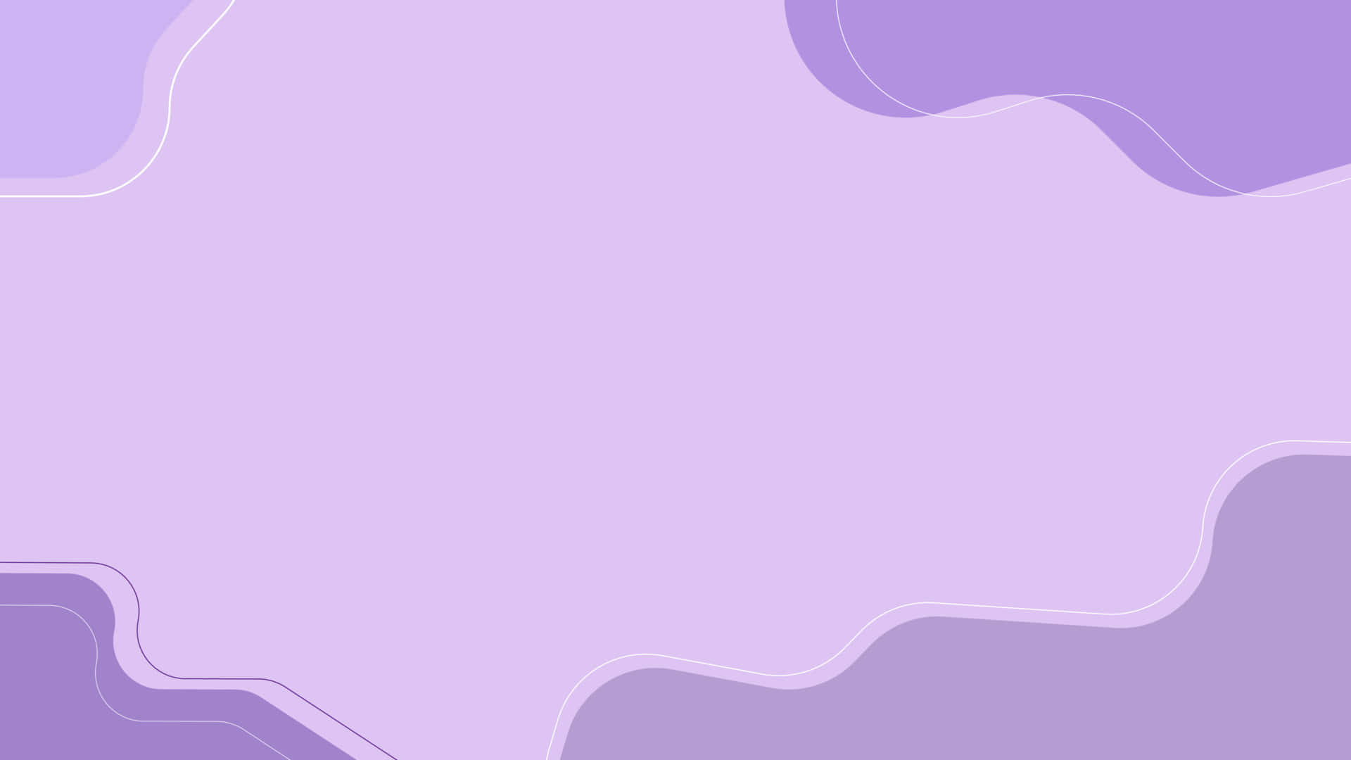 Cute Purple Aesthetic 桌布 壁紙 — 柔和的薰衣草抽象背景，流動的白色輪廓形狀營造出平靜的現代設計。
