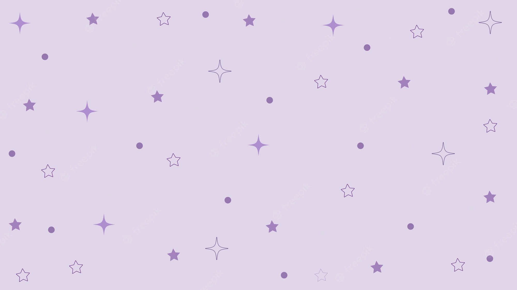 Purple Star 桌布 壁紙 — 柔和的薰衣草背景上散佈著精緻的紫色星星和圓點，營造出夢幻的天體圖案。