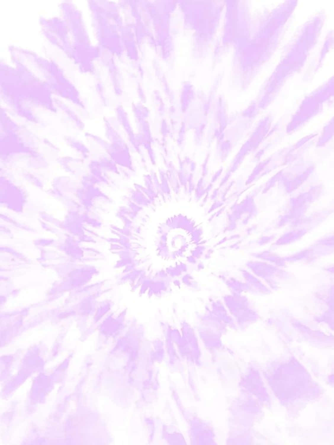 Purple Tie Dye 桌布 壁紙 — 柔和的薰衣草色和白色螺旋圖案向外輻射，形成夢幻般的抽象爆發。