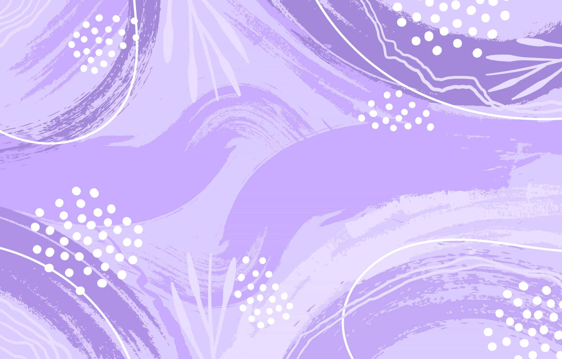 Aesthetic Abstract 桌布 壁紙 — 柔和的薰衣草色筆觸與白色點狀簇和曲線在夢幻般的抽象構圖中旋轉。