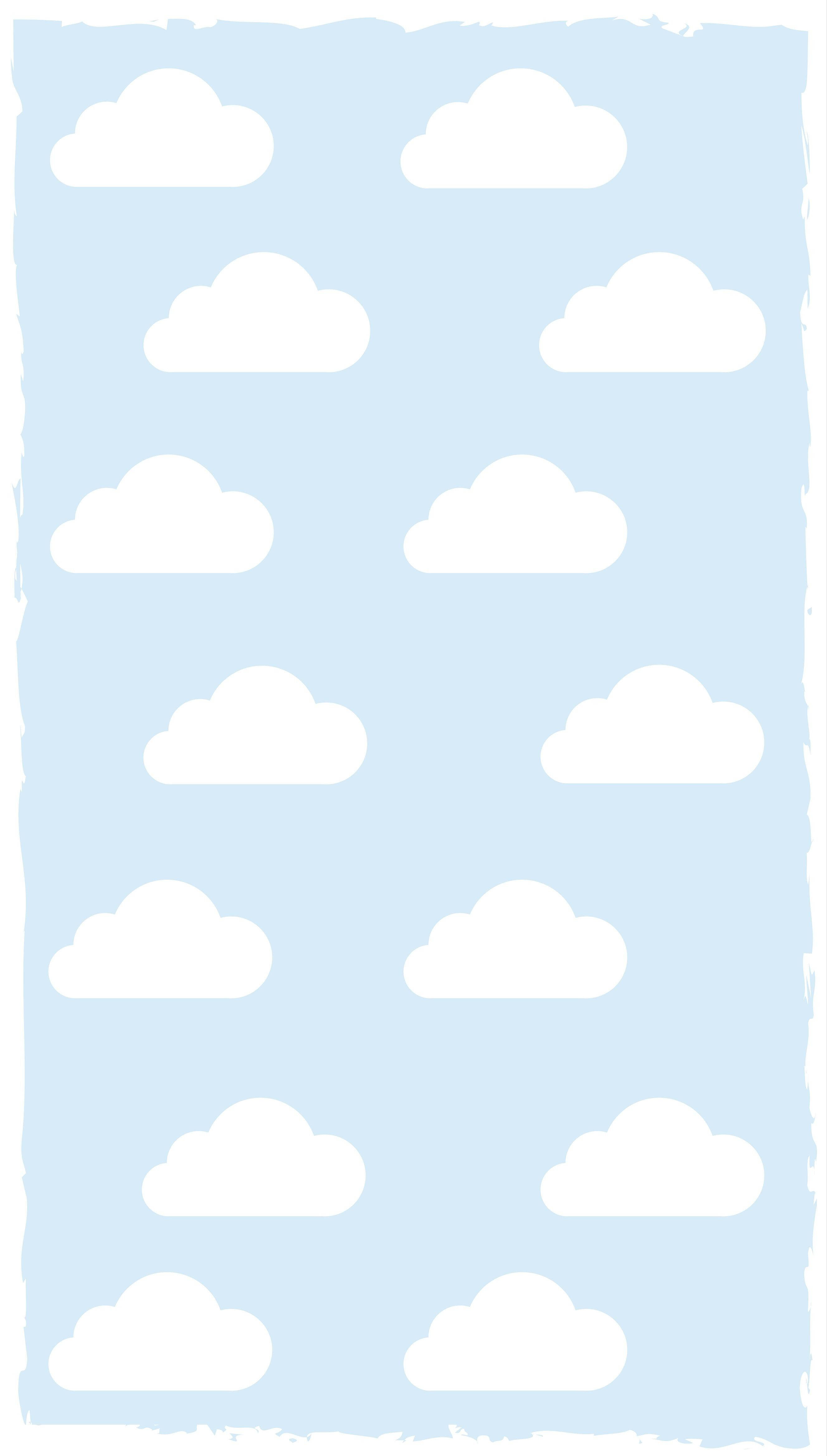 Simple iPhone 桌布 壁紙 — 柔和的藍天充滿簡單的白雲，以溫柔的重複圖案排列。