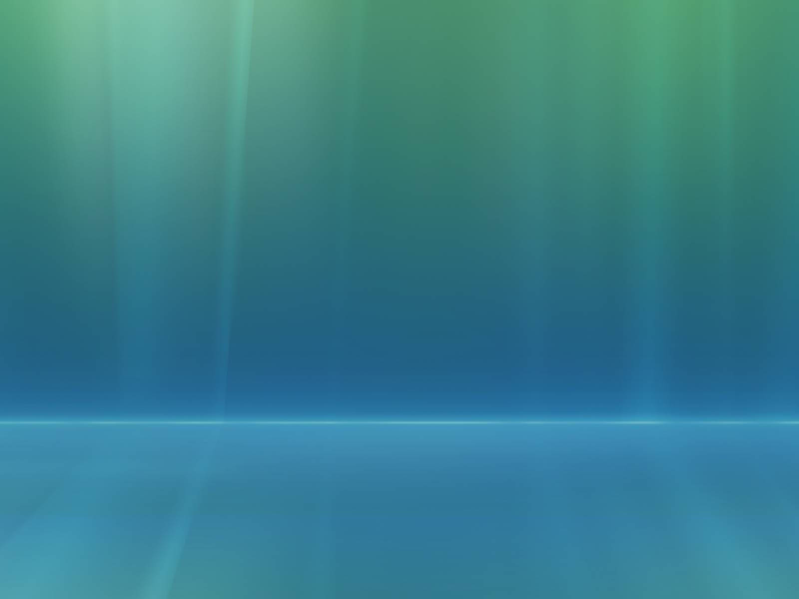 Vista 桌布 壁紙 — 柔和的藍綠漸變光線照亮了一個帶有反射地板的空曠抽象工作室空間。
