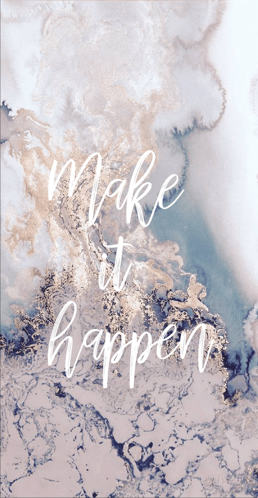 抽象大理石背景上的勵志名言 make it happen