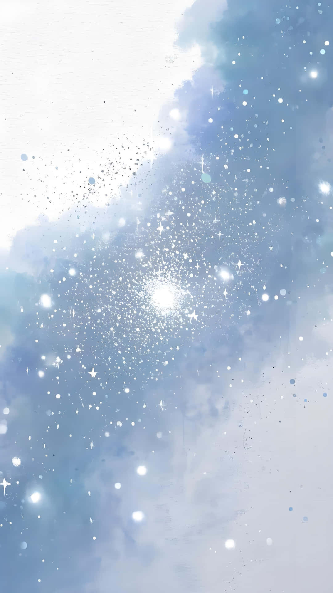 Serene sky wallpaper 壁紙 — 柔和的藍色天空，佈滿閃爍的星星和散發著天光的溫柔雲絲。
