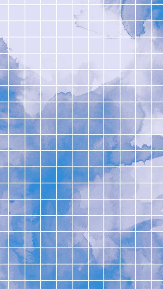 Aesthetic Grid 桌布 壁紙 — 柔和的藍色水彩洗滌在清晰的白色網格疊加下混合，創造出極簡的數位藝術背景。