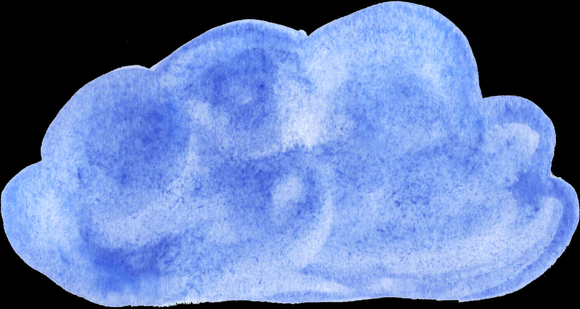 Watercolor 桌布 壁紙 — 柔和的藍色水彩雲，帶有紋理漸層和白色高光，背景為黑色。