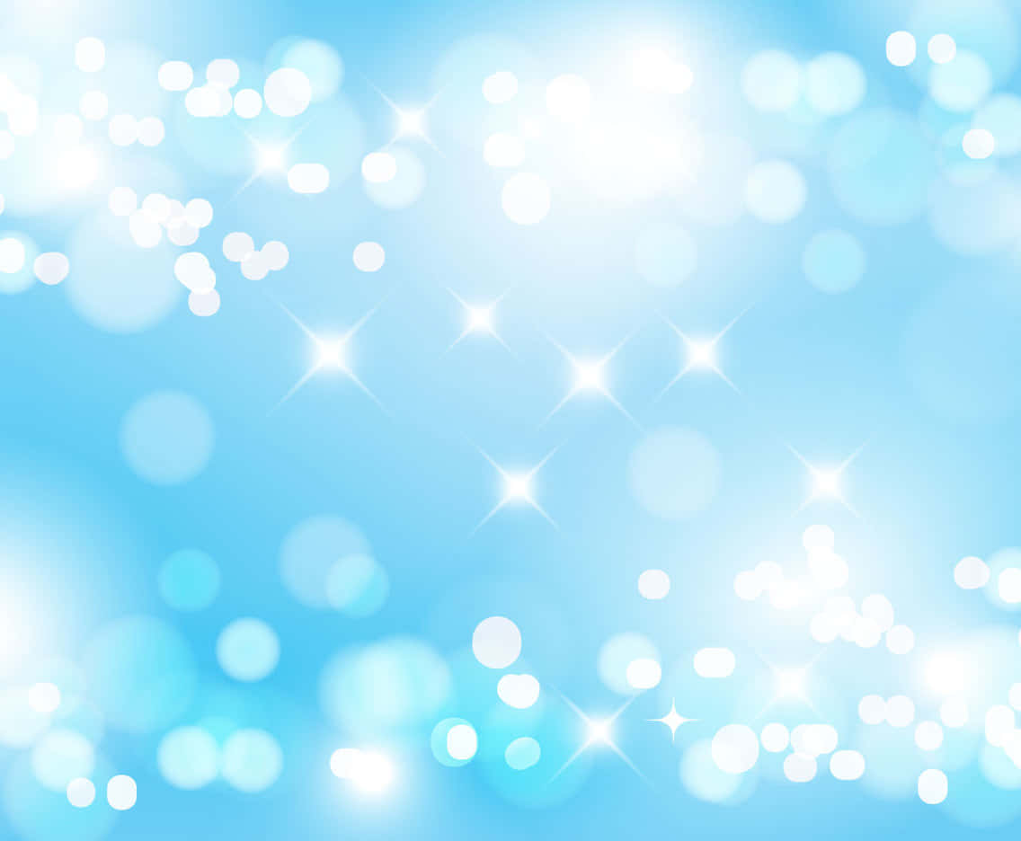 Bokeh 桌布 壁紙 — 柔和的藍色背景，充滿發光的散景圓圈和閃爍的星光。