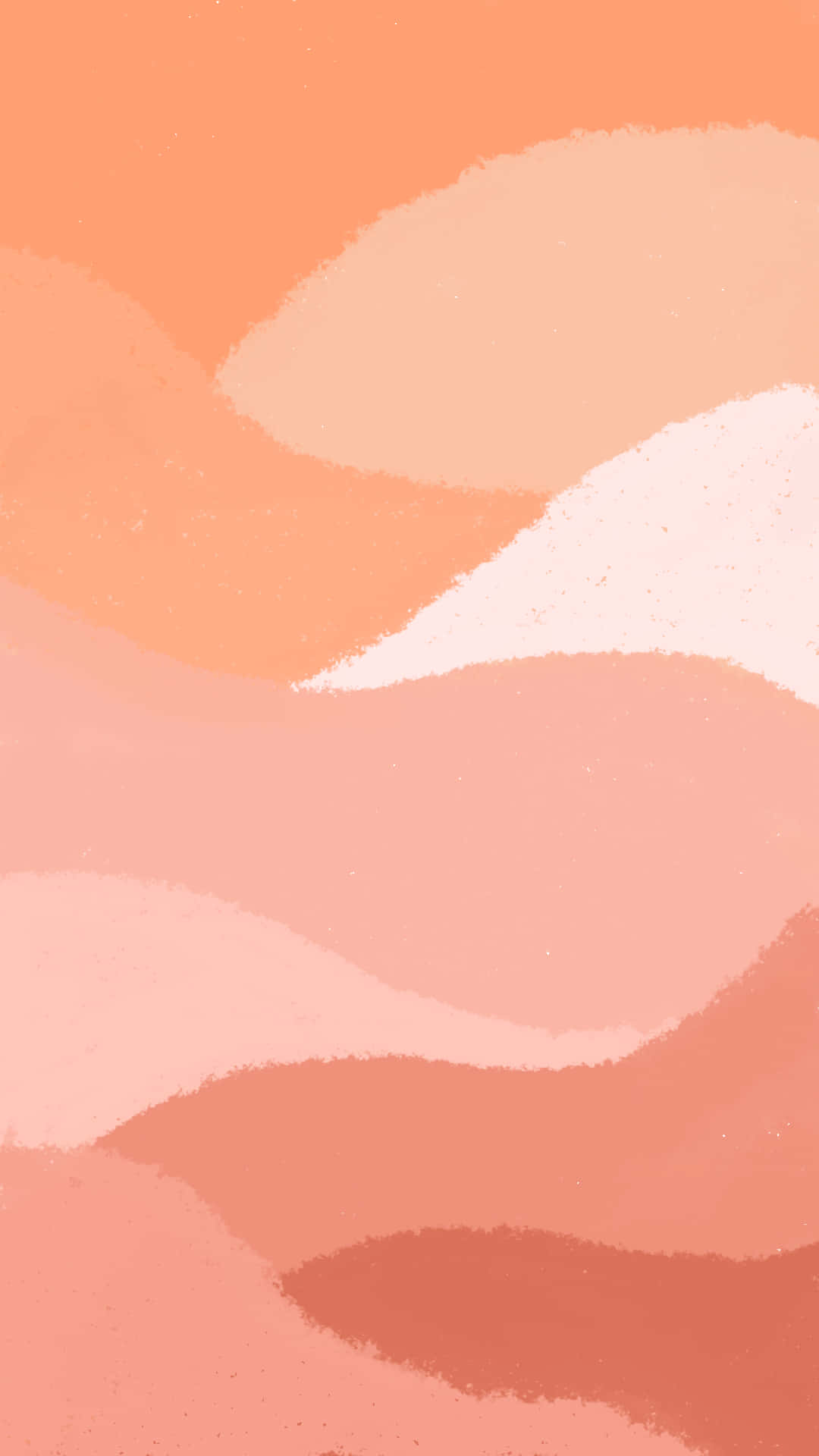 Orange Aesthetic Phone 桌布 壁紙 — 柔和的蜜桃和珊瑚色筆觸在極簡抽象畫布上以溫柔波浪流動。