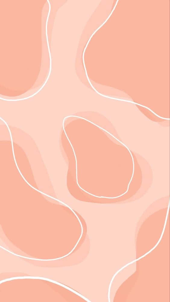 Peach iPhone 桌布 壁紙 — 柔和的蜜桃色抽象背景，流動的白色線條創造有機形狀和柔和陰影。