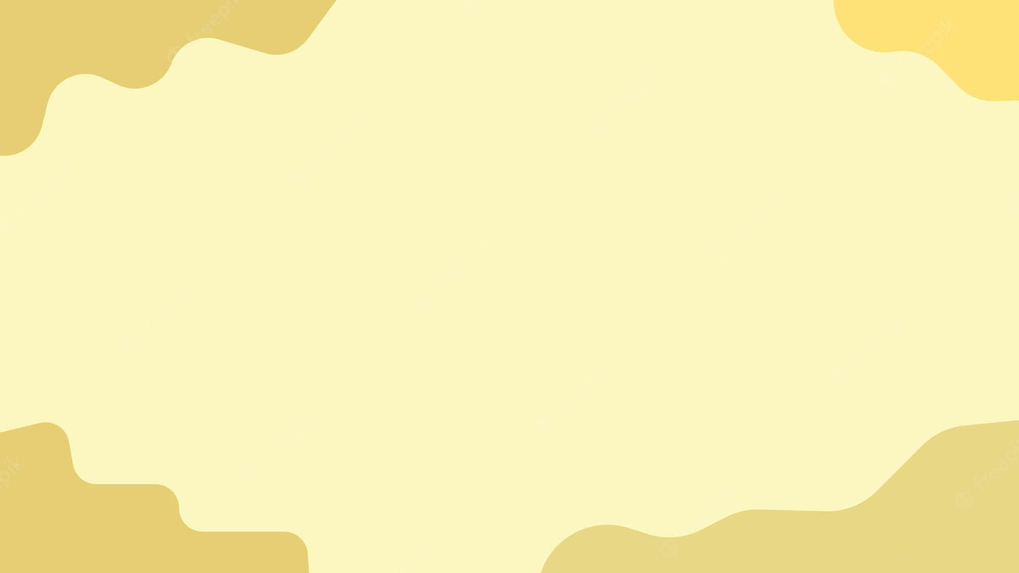 Aesthetic Yellow 桌布 壁紙 — 柔和的黃色抽象形狀在極簡數位插圖中圍繞著淡黃色中心。