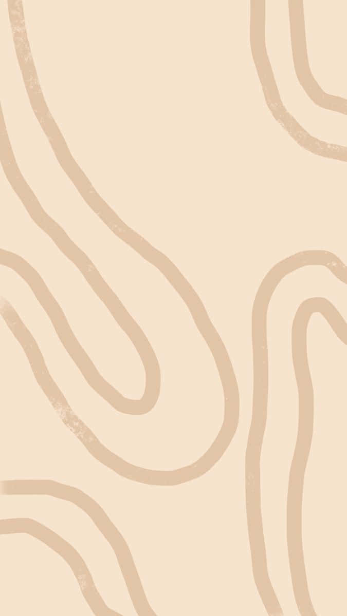 Light Tan 桌布 壁紙 — 柔和米色背景，搭配柔和大地色調的流暢曲線，營造極簡抽象圖案。