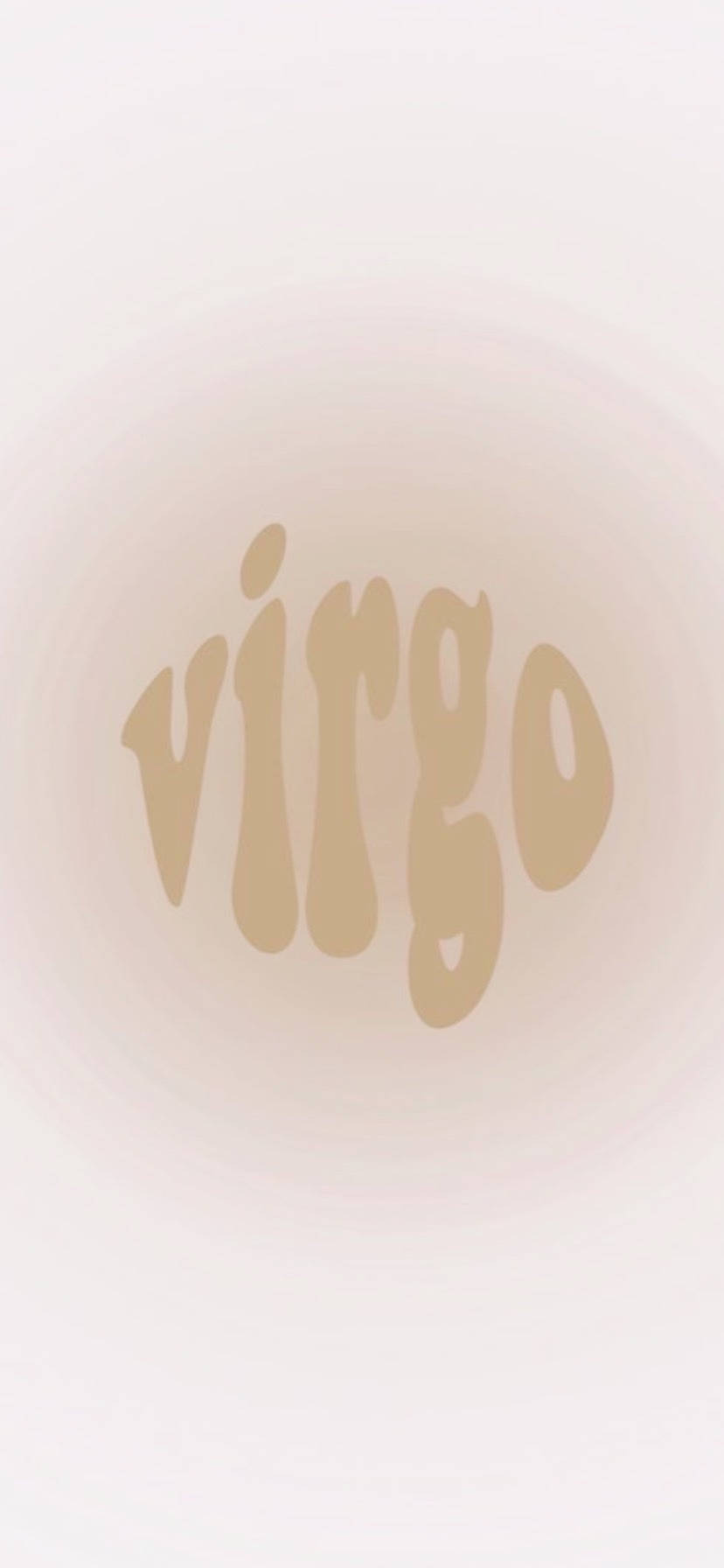 Virgo 桌布 壁紙 — 柔和米色草書的「virgo」一詞漂浮在淡蜜桃色和奶白色的漸變背景上。