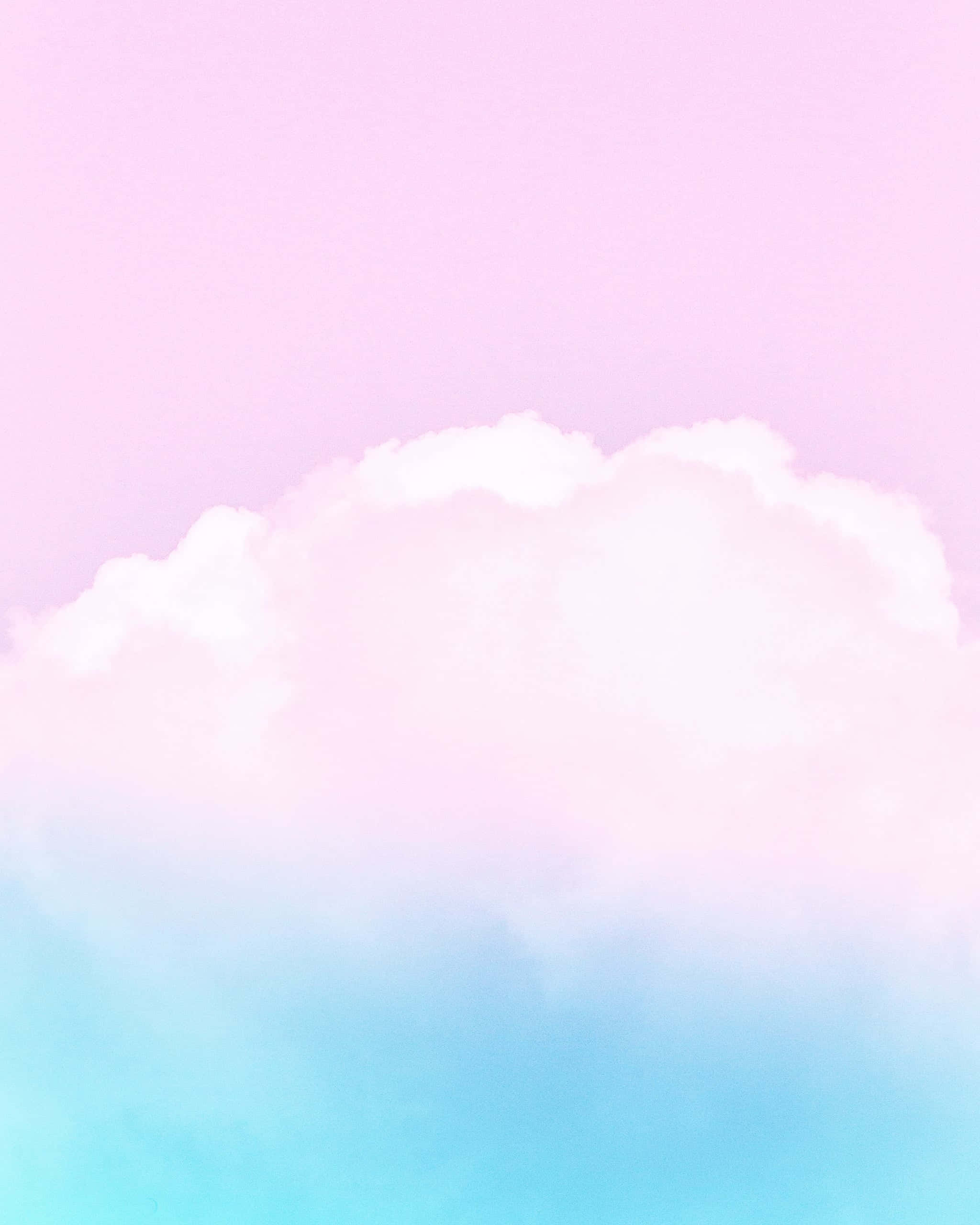 Pastel Blue And Pink 桌布 壁紙 — 柔和粉彩水彩天空，帶有混合粉紅和藍色調的蓬鬆雲朵。