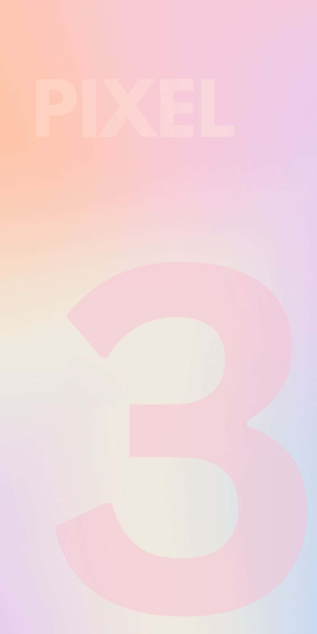 Number 3 桌布 壁紙 — 柔和粉彩漸變背景，帶有 PIXEL 字樣和一個大數字三，以微妙疊加方式呈現。