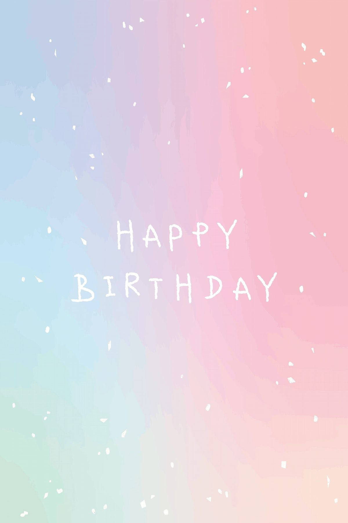 在帶有紙屑的粉彩水彩背景上的生日快樂訊息。 — 生日快樂 GIF 壁紙