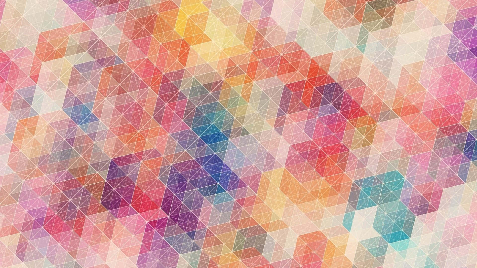 Geometric Desktop 桌布 壁紙 — 柔和粉彩與暖色調中重疊彩色三角形的鮮豔抽象圖案。