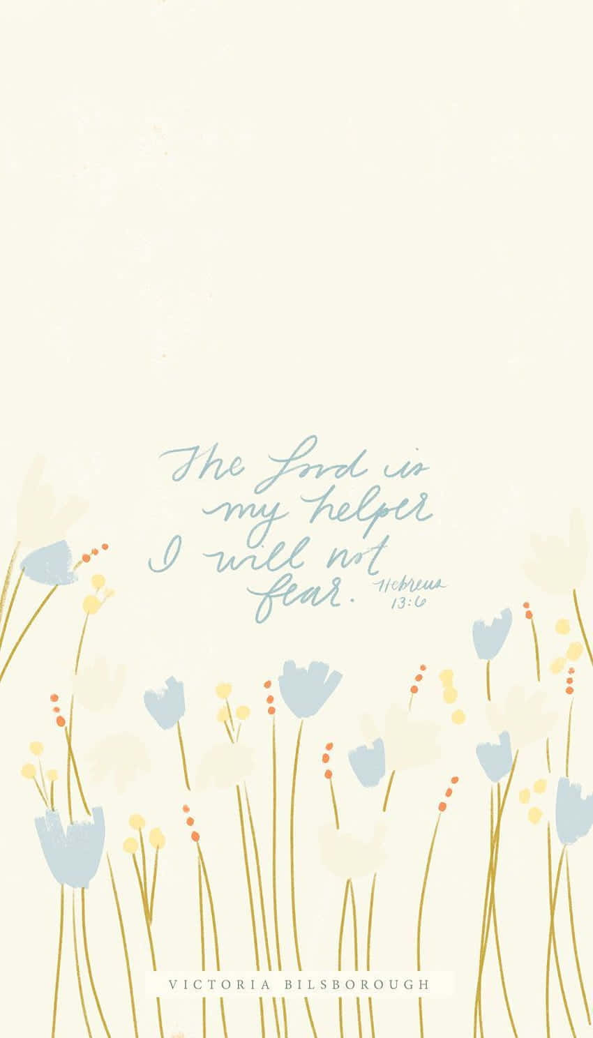 Girly Bible Verse 桌布 壁紙 — 柔和粉彩花卉，配上手寫經文，襯以奶油色背景。