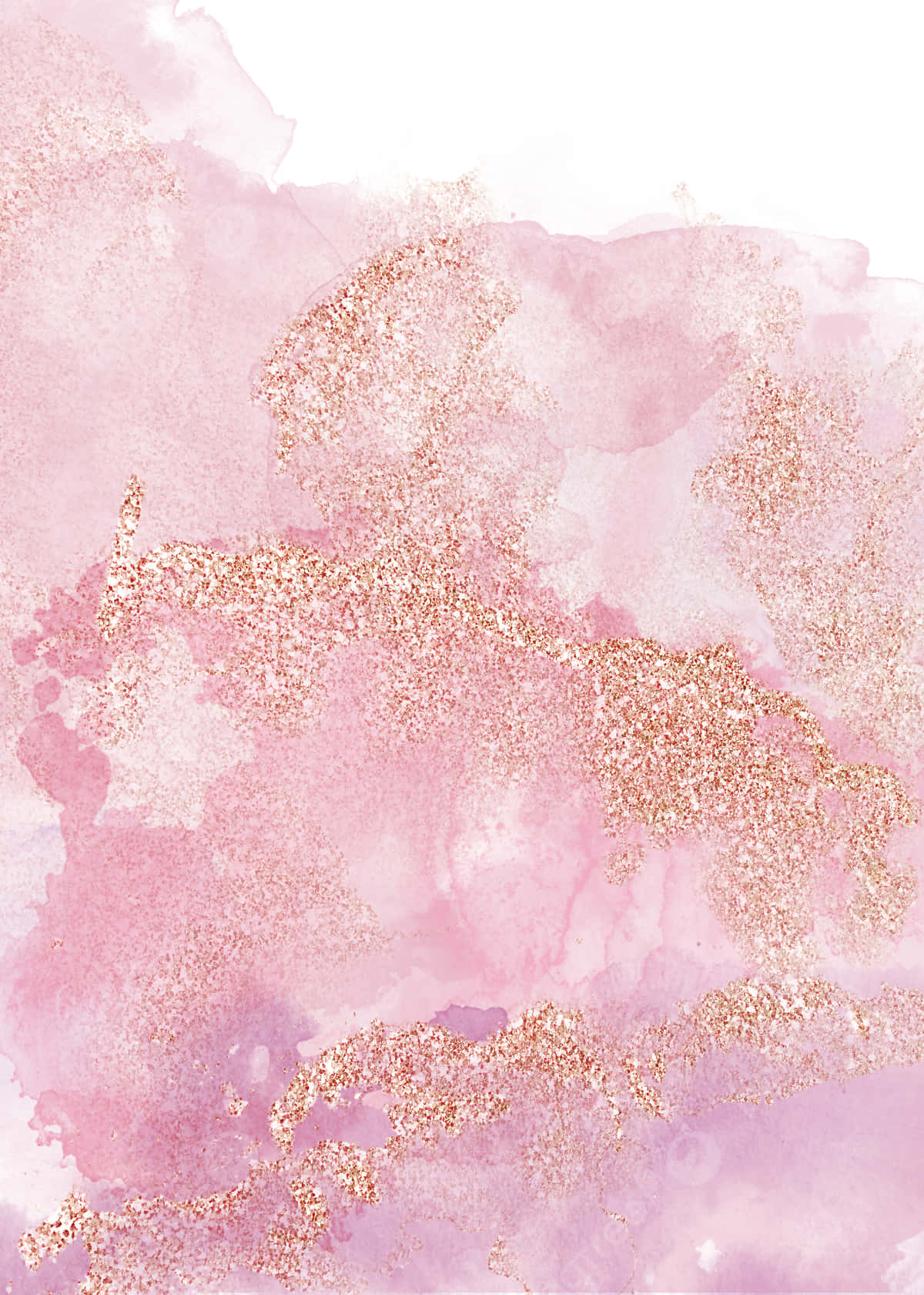 Pink Girly 桌布 壁紙 — 柔和粉紅水彩洗滌與閃爍玫瑰金閃粉融合，營造夢幻抽象背景。