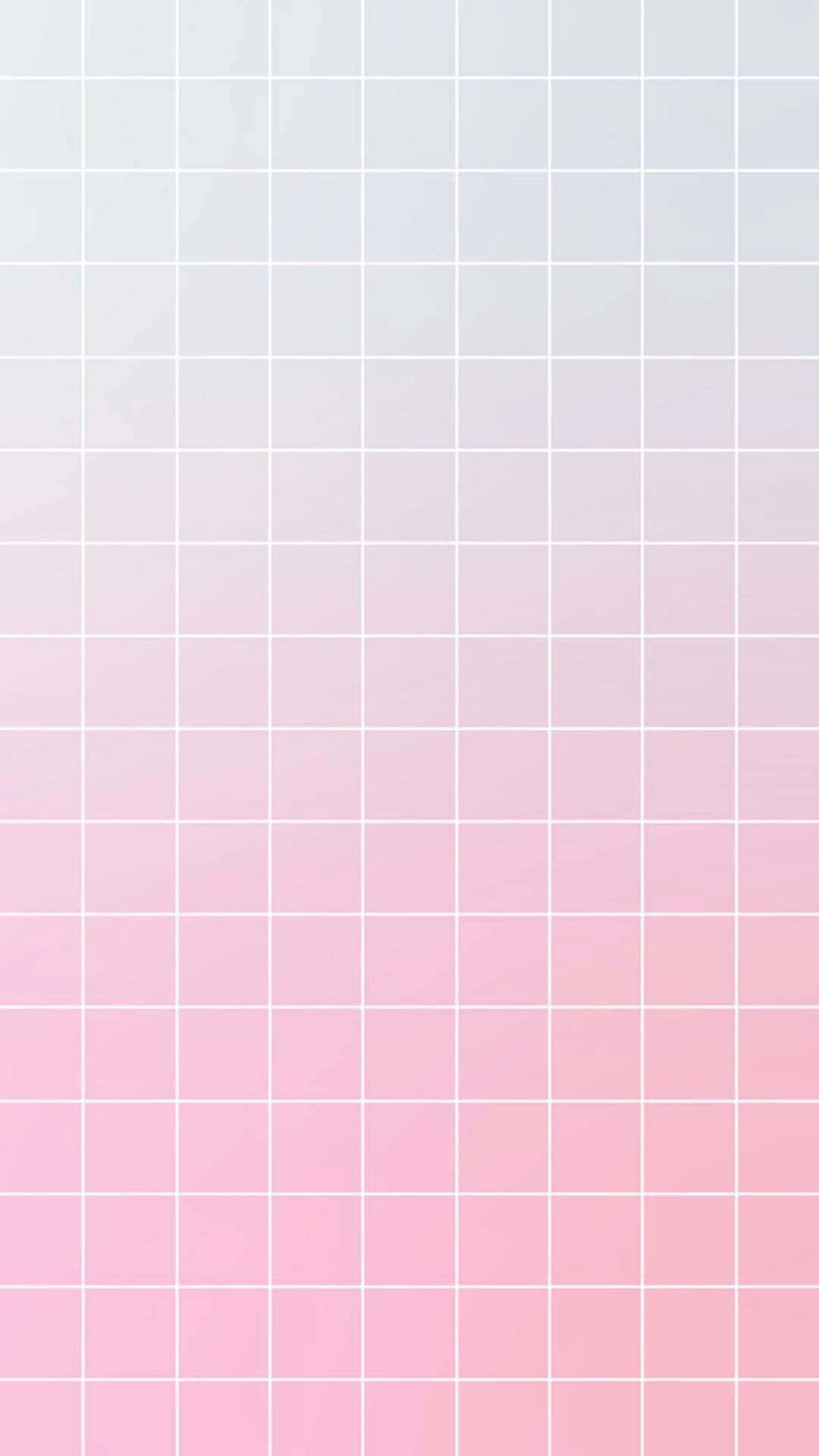 Pastel Aesthetic Grid 桌布 壁紙 — 柔和粉紅漸變色上覆蓋著細微的白色網格圖案，營造出平靜的極簡美學。