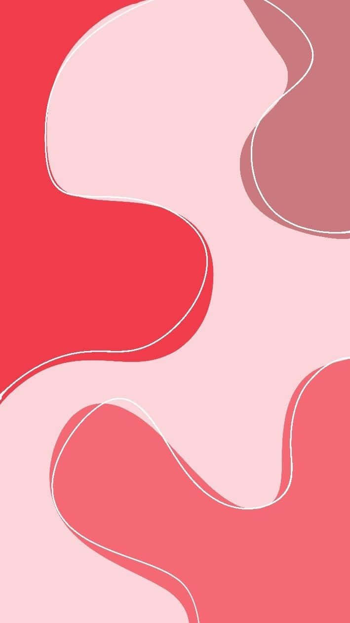 Soft Red Aesthetic 桌布 壁紙 — 柔和粉紅與珊瑚色的抽象流動形狀以白色勾勒，營造出舒緩的現代設計。