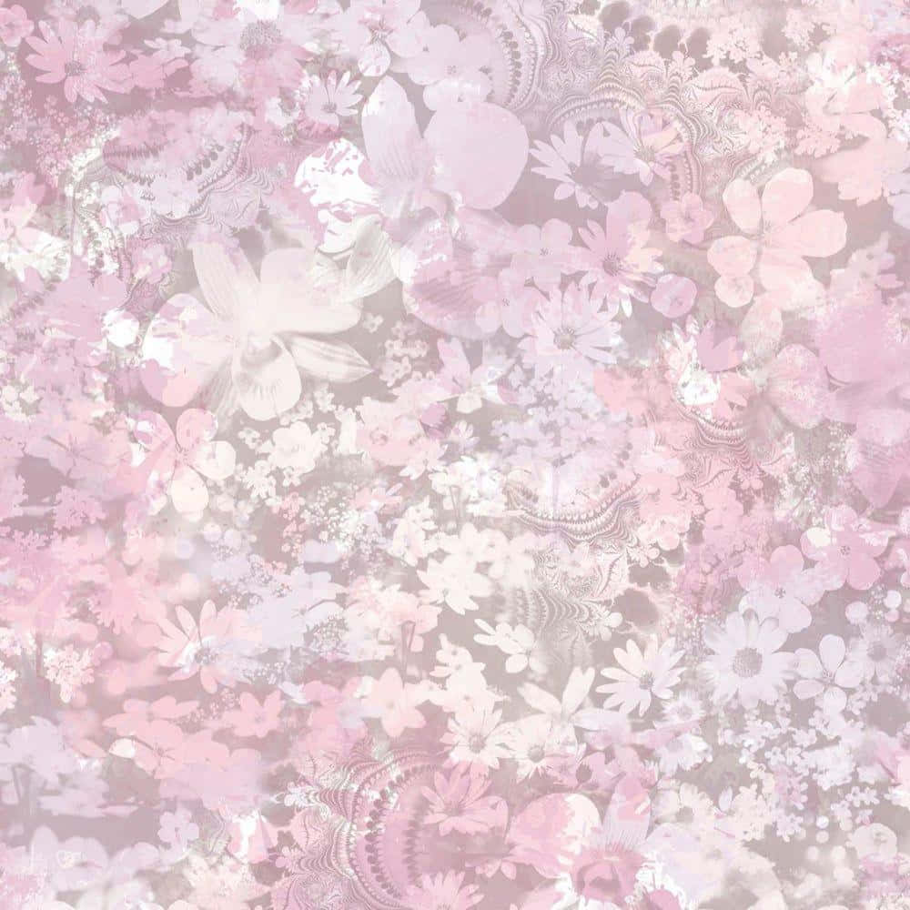 Rose Pattern 桌布 壁紙 — 柔和粉紅與白色花卉壁紙，帶有層疊精緻花朵及華麗佩斯利圖案。