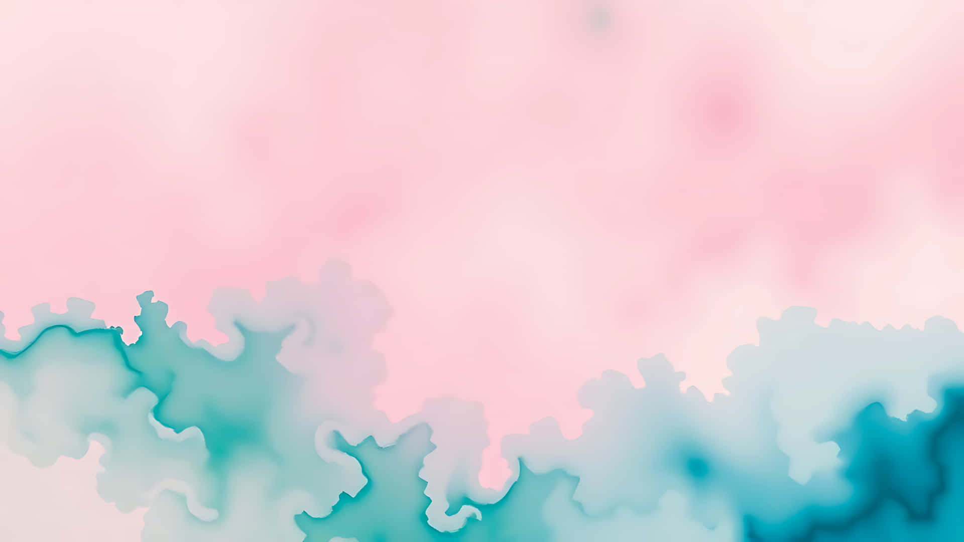 Abstract watercolor painting with pink and teal colors for a soft background 壁紙 — 柔和粉紅與藍綠色水彩波浪融合成夢幻抽象背景，帶有柔和漸變。