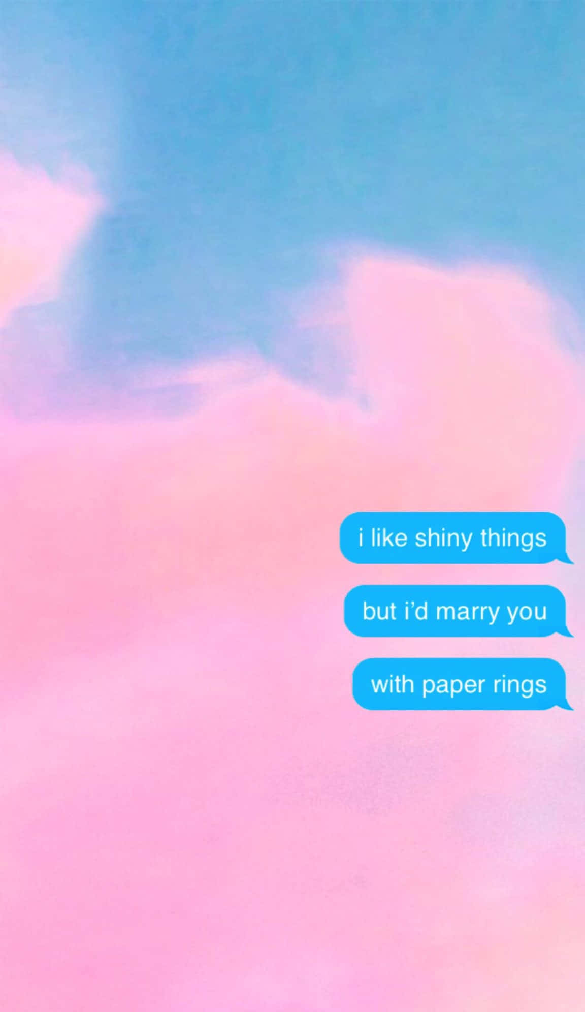 Taylor Swift Lyrics 桌布 壁紙 — 柔和粉紅與藍色漸變天空，三個文字氣泡顯示浪漫訊息。