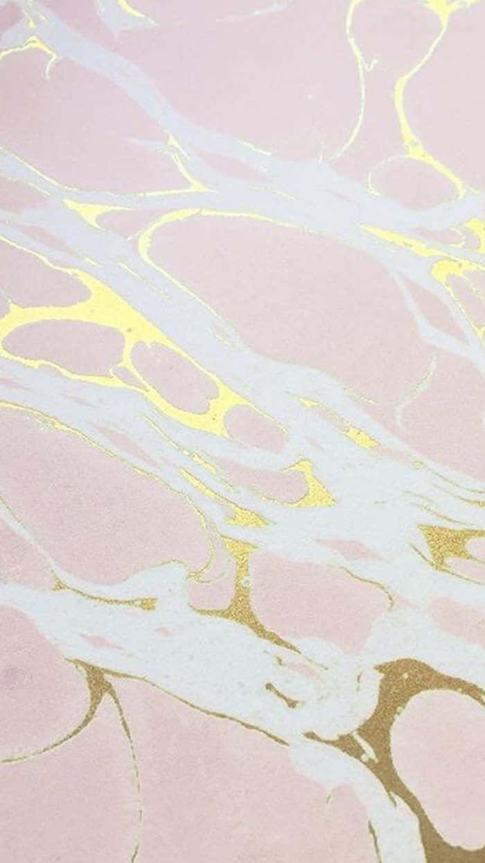 Rose Gold Black Marble 桌布 壁紙 — 柔和粉紅色背景，帶有優雅的白色和金色大理石紋理，呈現奢華抽象圖案。