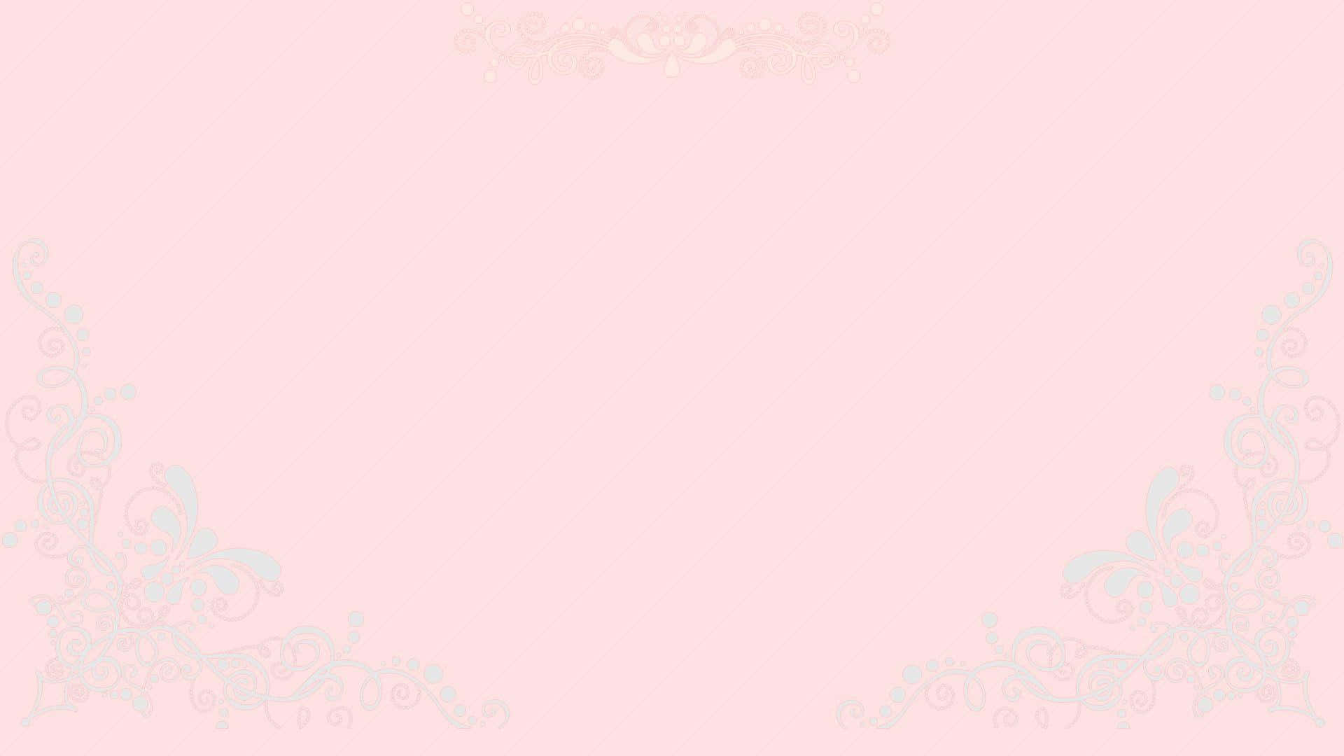 Blush 桌布 壁紙 — 柔和粉紅色背景，帶有精緻的粉彩花卉角落裝飾和微妙的頂部邊框。