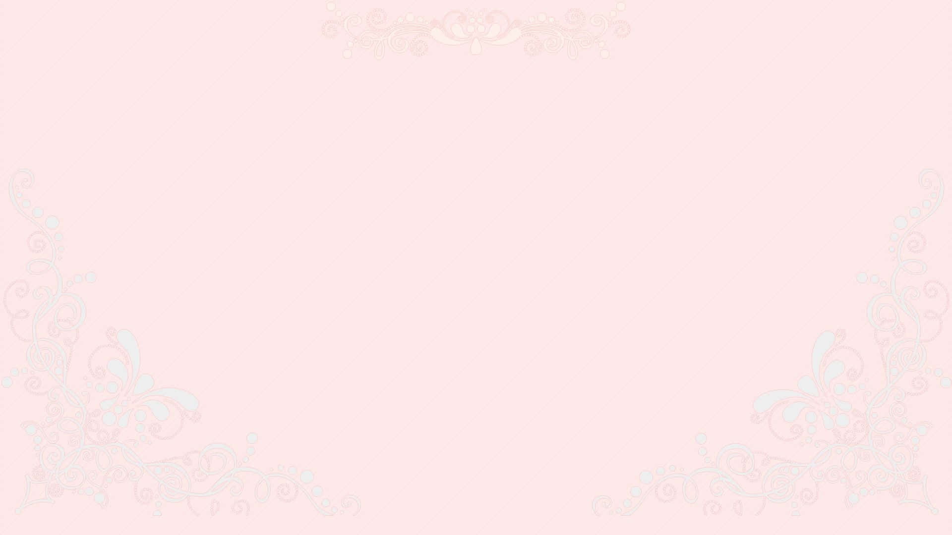 Solid Pink 桌布 壁紙 — 柔和粉紅色背景，帶有精緻的粉彩花卉角落裝飾和微妙的對角線網格圖案。