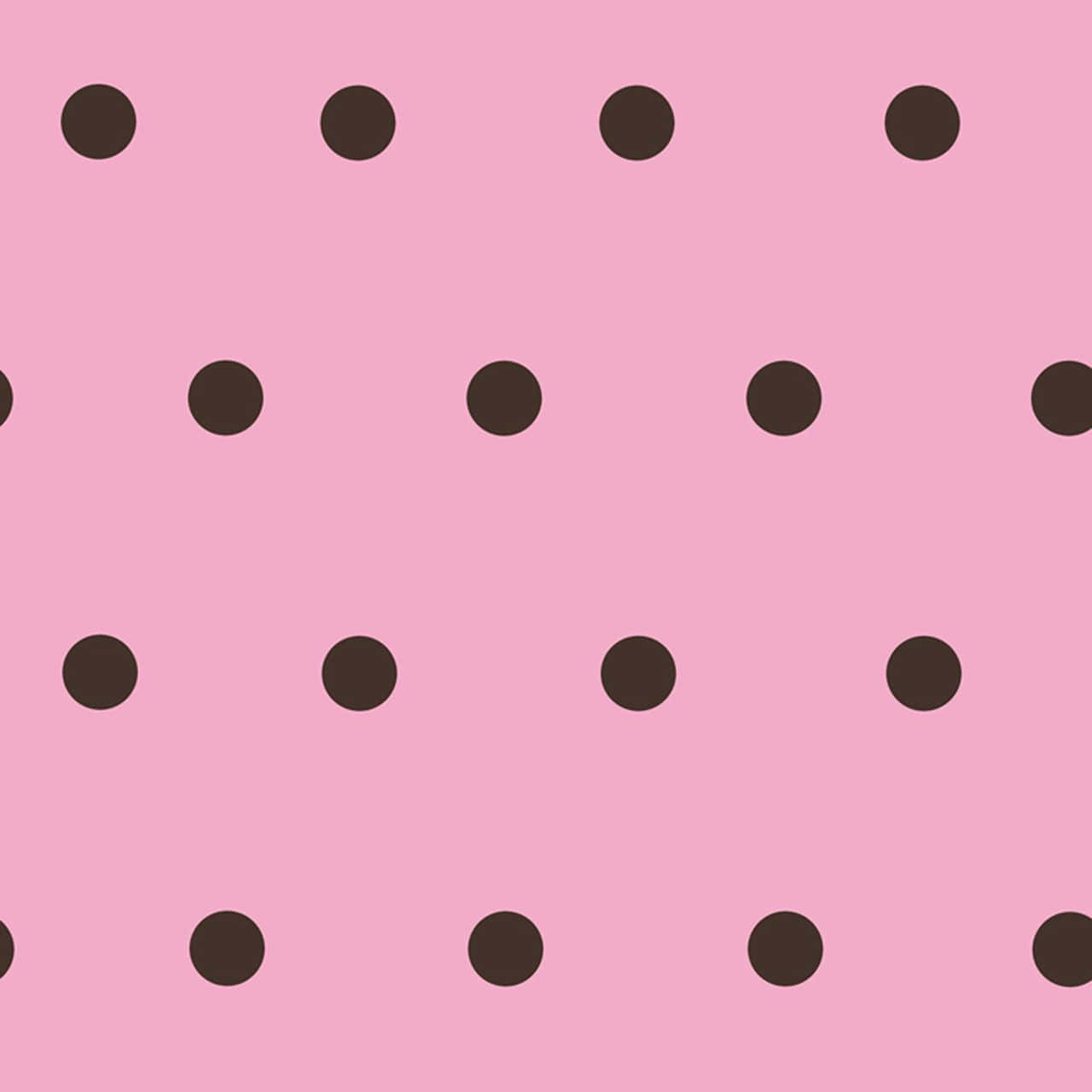 Pink Polka Dot 桌布 壁紙 — 柔和粉紅色背景，飾有均勻分佈的深棕色圓點，形成重複的網格圖案。