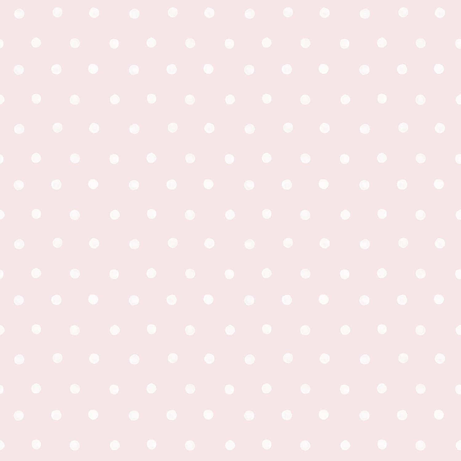 Pink Polka Dot 桌布 壁紙 — 柔和粉紅色背景，飾有均勻分佈的白色圓點，形成溫柔的重複圖案。
