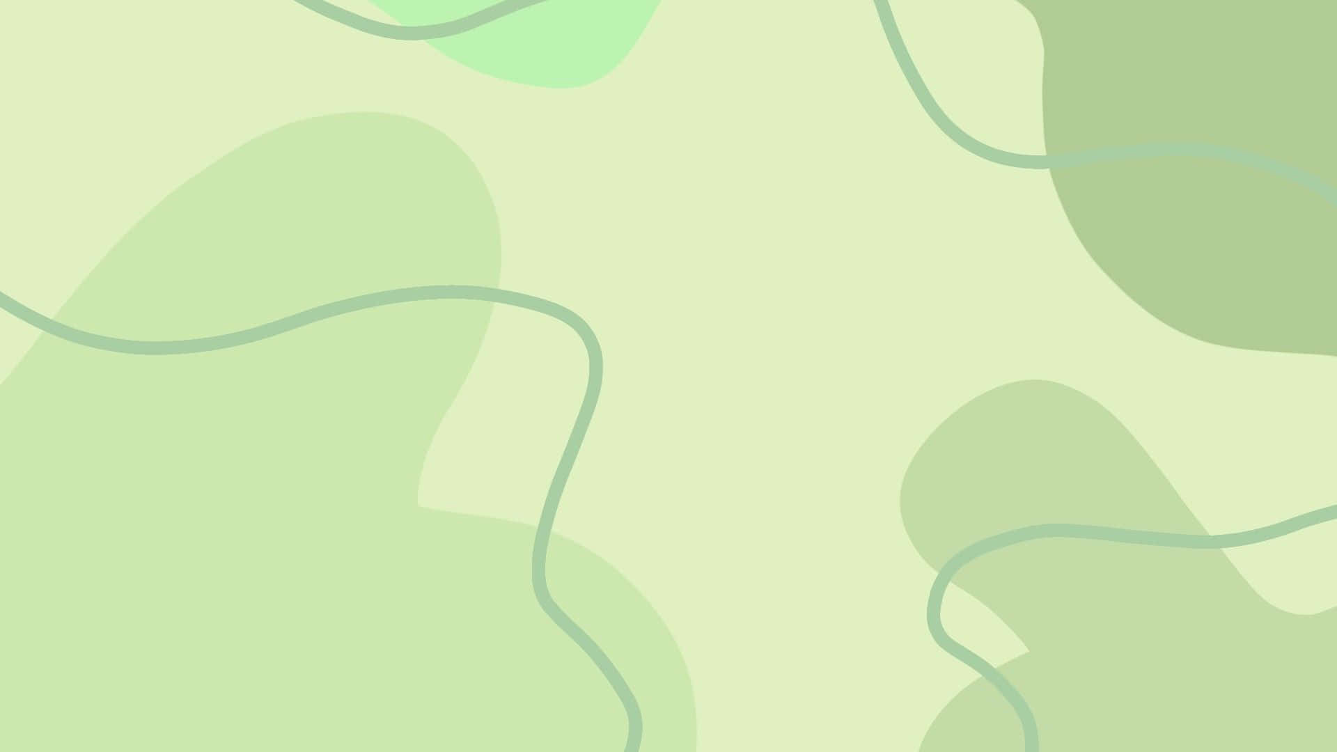 Sage Green Laptop 桌布 壁紙 — 柔和粉綠色抽象形狀搭配流動線條，營造出平靜簡約的背景。