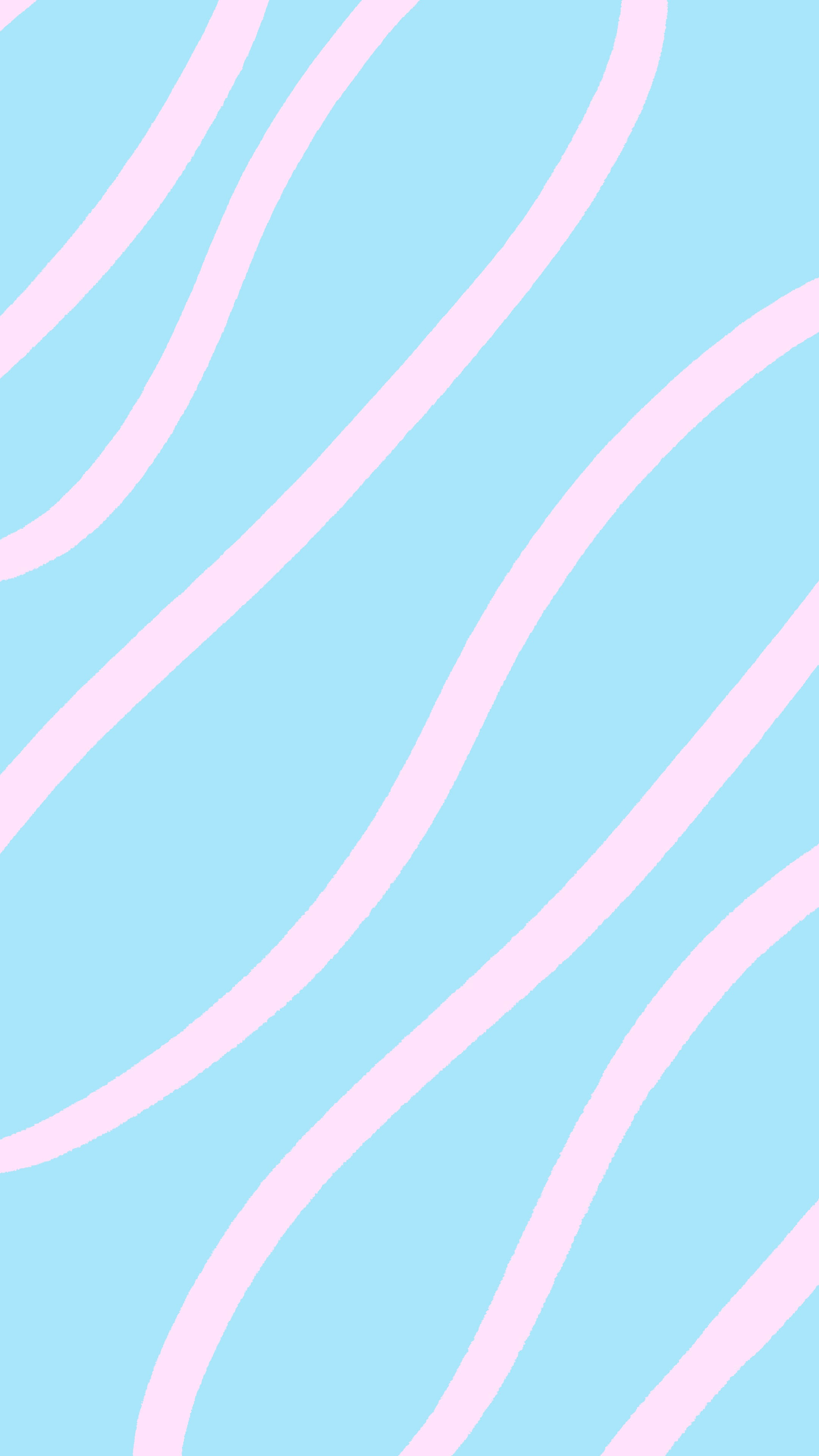 Pastel Minimalist 桌布 壁紙 — 柔和粉藍色背景，搭配流動的粉紅色曲線，營造出溫柔的抽象圖案。
