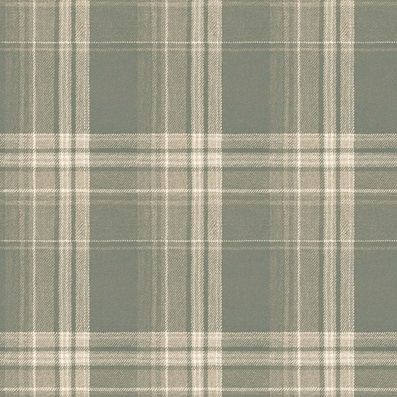 Fabric 桌布 壁紙 — 柔和綠色和奶油色格紋布料的特寫，帶有清晰的交叉線條和細膩質感。