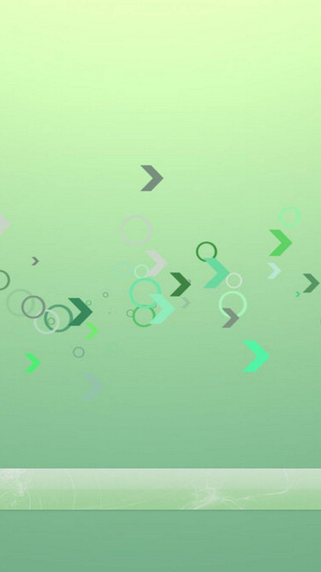 Arrow 桌布 壁紙 — 柔和綠色漸變背景，帶有浮動箭頭和圓圈，呈現不同深淺色調，營造極簡數位動態效果。