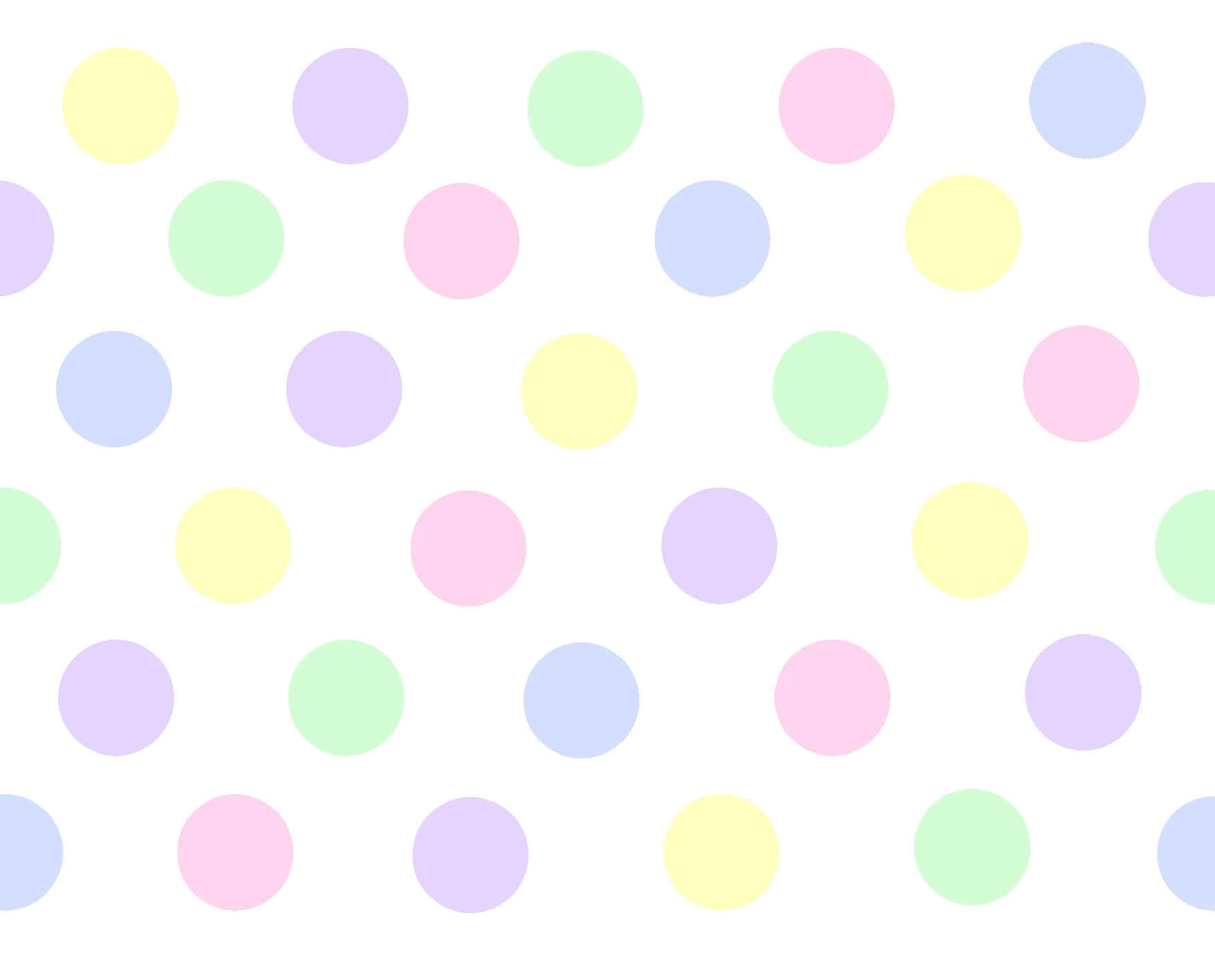 Polka Dot 桌布 壁紙 — 柔和色調的圓點散落在潔白背景上，形成俏皮的重複圖案。