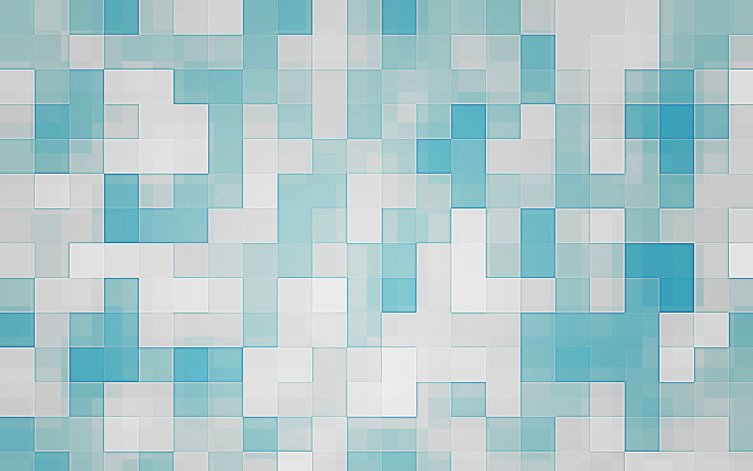 Pixel 桌布 壁紙 — 柔和藍色和白色方塊的數位馬賽克，營造出平靜的抽象圖案。
