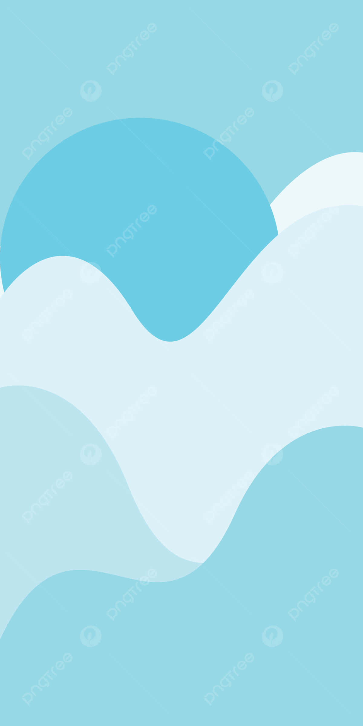Pastel Blue Solid 桌布 壁紙 — 柔和藍色和白色的抽象極簡波浪，以流暢的曲線營造出平靜祥和的背景。