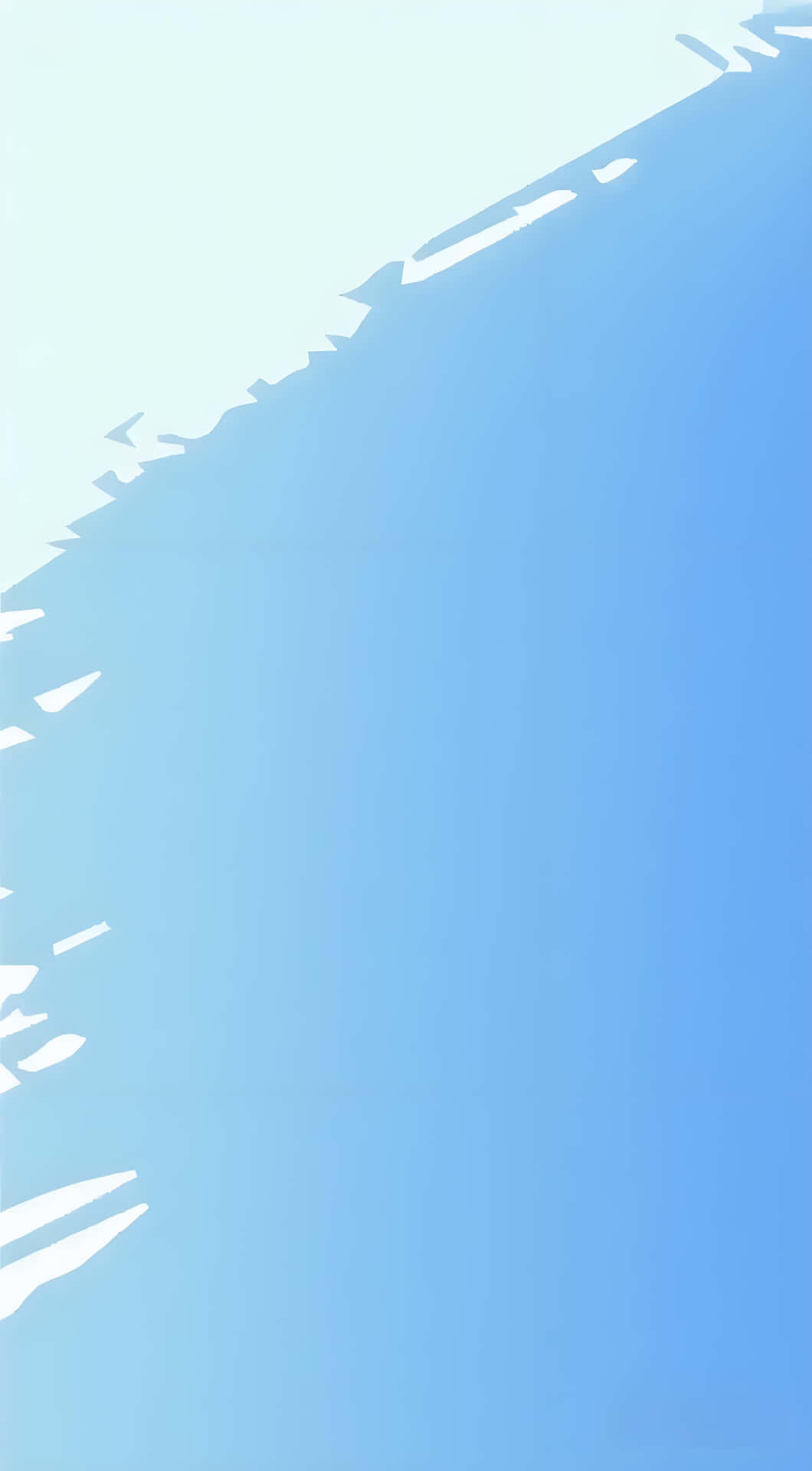 Blue & White Fantasy: Minimalist Fresh Gradient Wallpaper 壁紙 — 柔和藍色過渡到白色的極簡抽象漸變，沿對角線帶有鋸齒狀白色筆觸點綴。