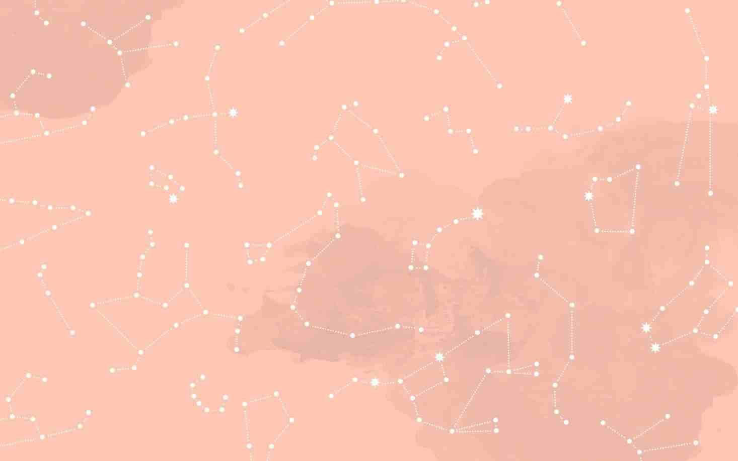 Stars 桌布 壁紙 — 柔和蜜桃色背景，飾以精緻白色點狀星座和微妙星爆。
