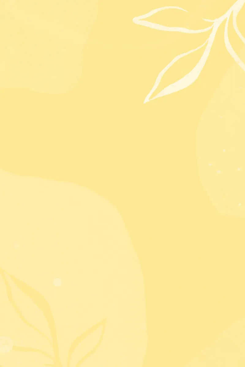 Yellow 桌布 壁紙 — 柔和黃色背景，搭配精緻的白色葉片剪影，營造出溫柔的植物圖案。